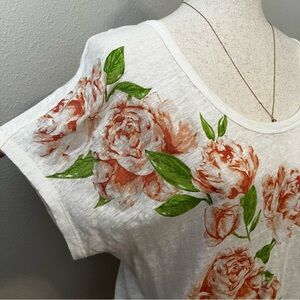 Joie 100% Linen Floral Watercolor Peony Top - XS (Fit is a Small or relaxed XS)